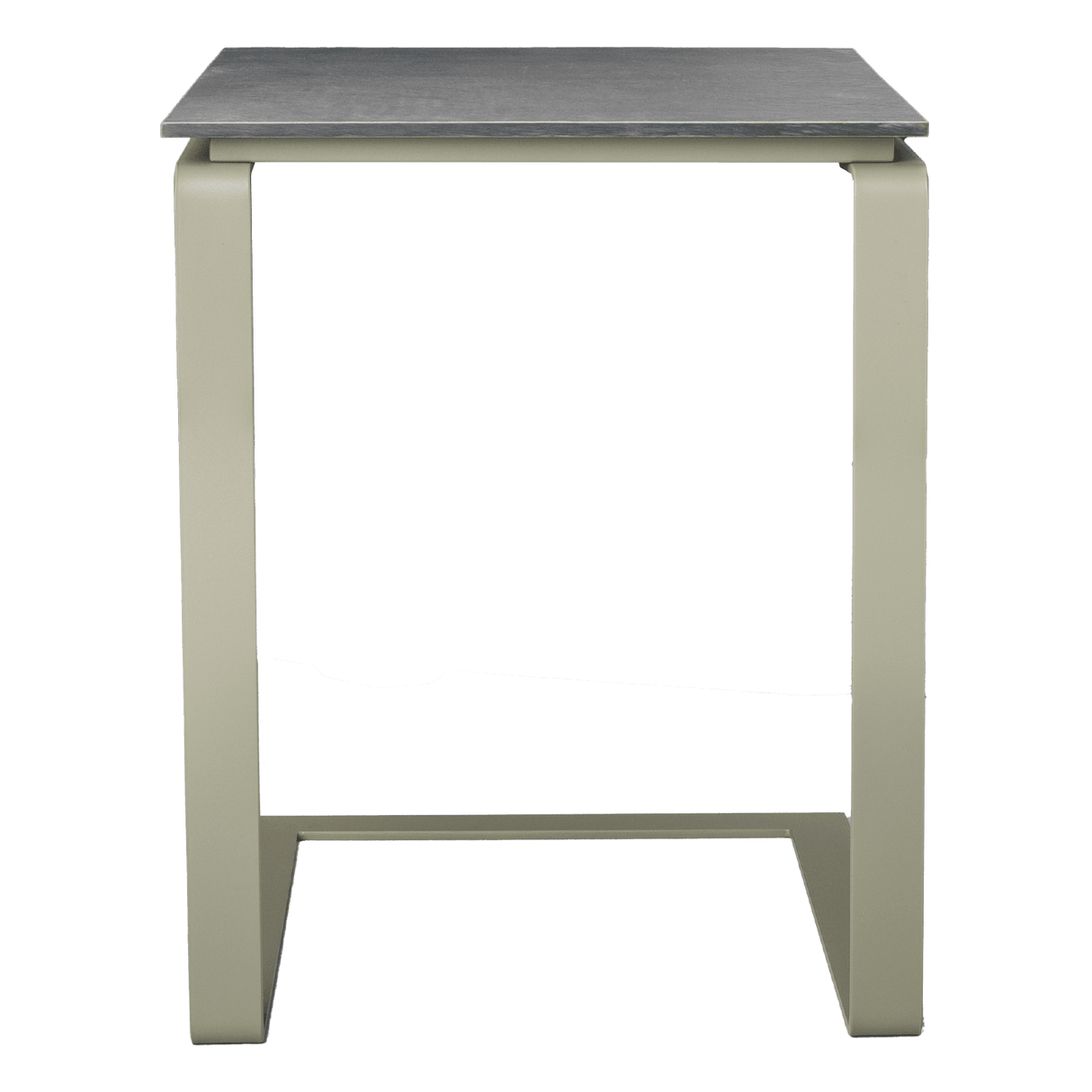 ALTO Beistelltisch mit dunkler Tischplatte und pulverbeschichtetem Edelstahlgestell, kompakte Maße 4,4x4x5cm für vielseitige Nutzung.
