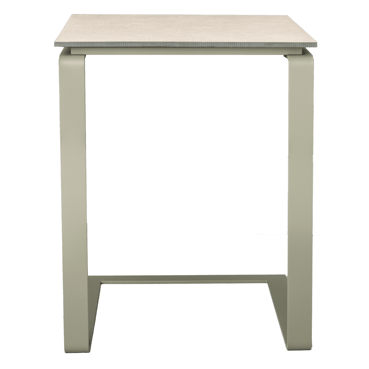 ALTO – Beistelltisch aus pulverbeschichtetem Edelstahl in Beige, kompakte Maße 4,4x4x5cm, ideal für moderne Wohn- und Outdoorbereiche.