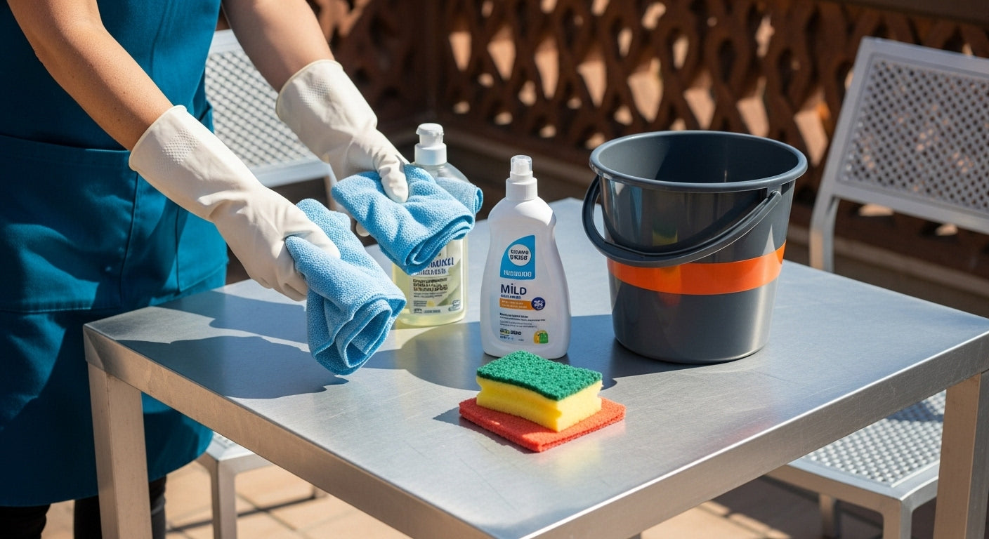 edelstahl terrassentisch reinigen material