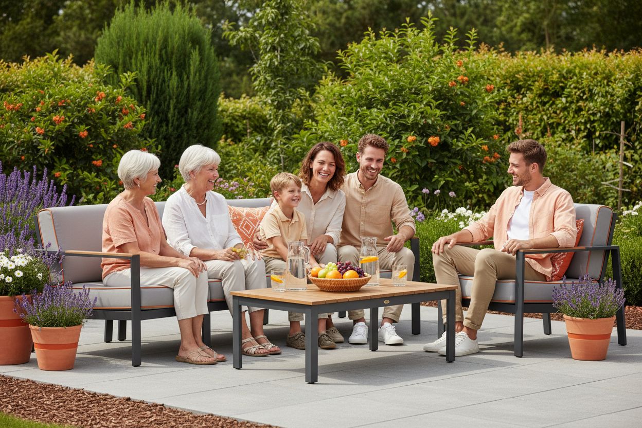 langlebige outdoor-möbel familie terrasse