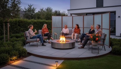 Feuerstelle Garten Abendstimmung