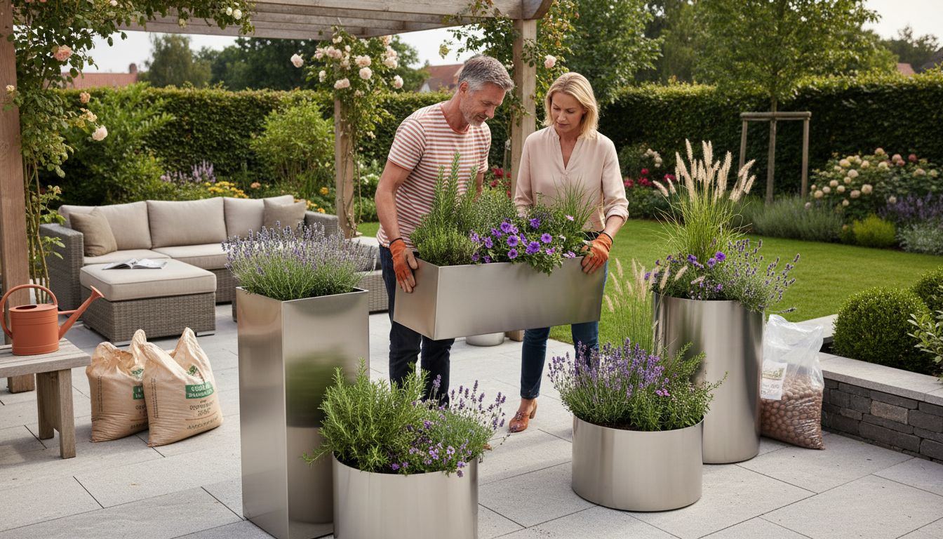 moderner Garten Pflanztröge