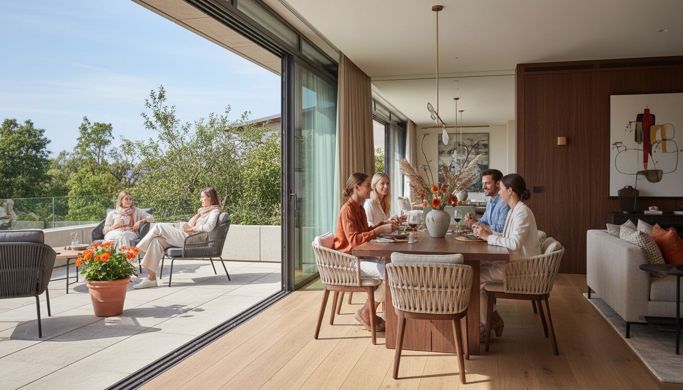 moderner wohnbereich terrasse