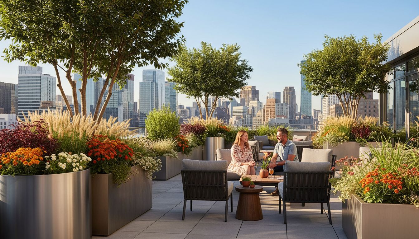 moderne outdoor pflanzbehälter szene