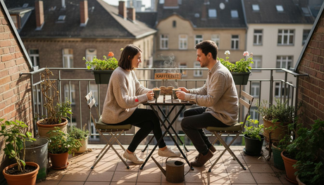Kompakte Stadtterrasse mit clever klappbaren Möbeln