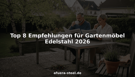 Ein Paar entspannt sich auf der Terrasse und genießt die bequemen Gartenmöbel aus Edelstahl.