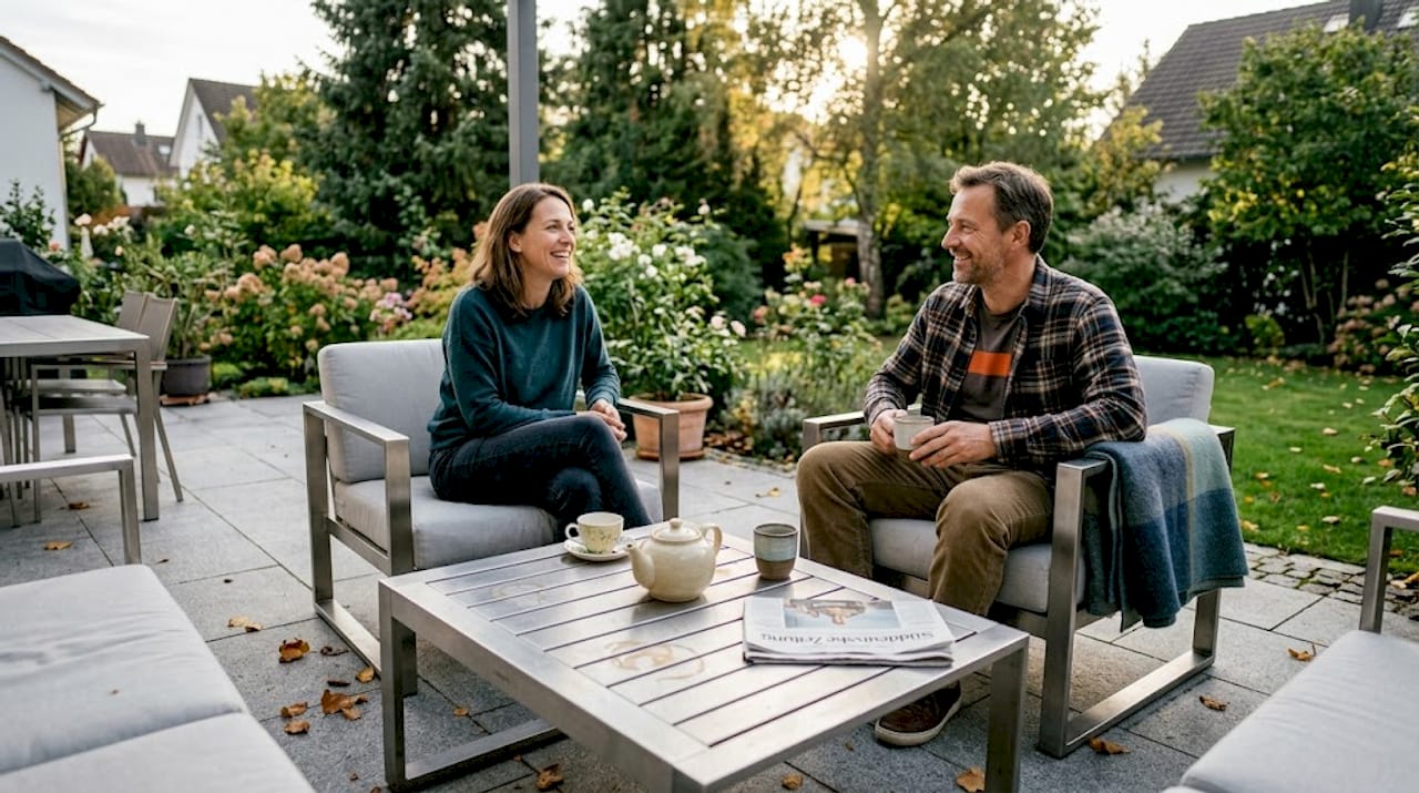 Entspannte Stunden auf stilvollen Loungemöbeln auf der Terrasse genießen.