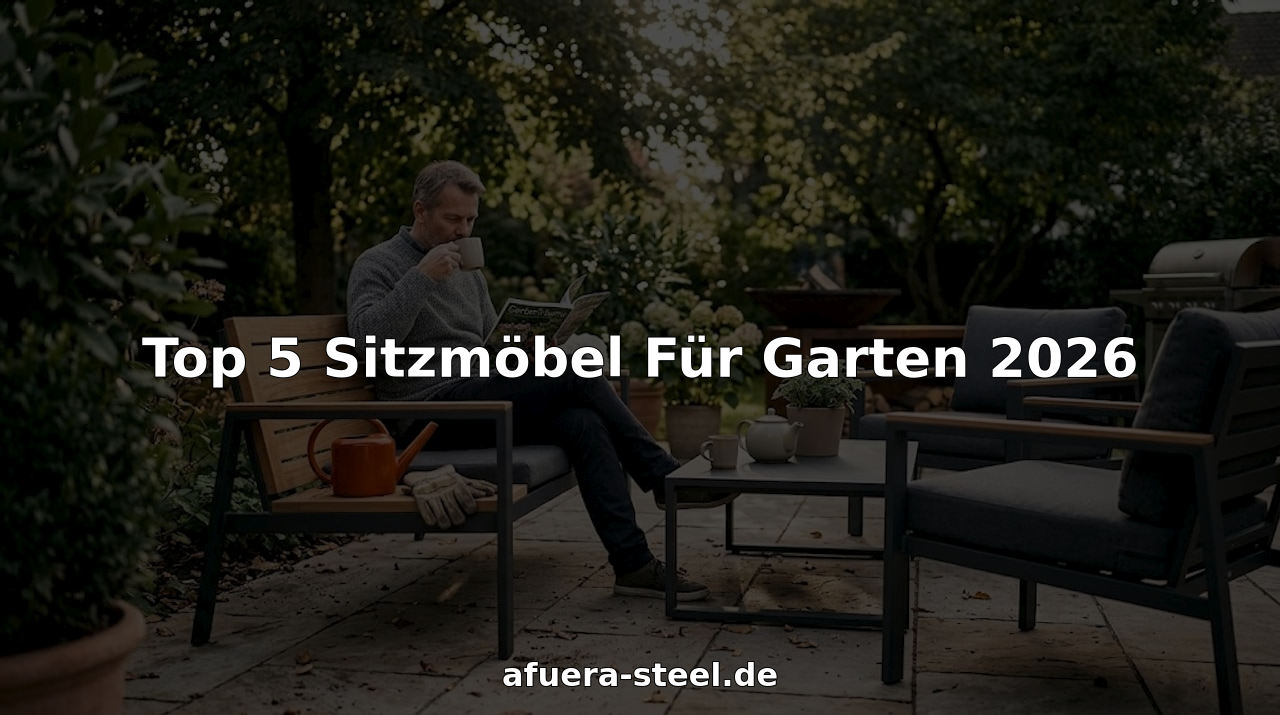 Eine Person genießt entspannte Momente auf einer Gartenbank auf der Terrasse.